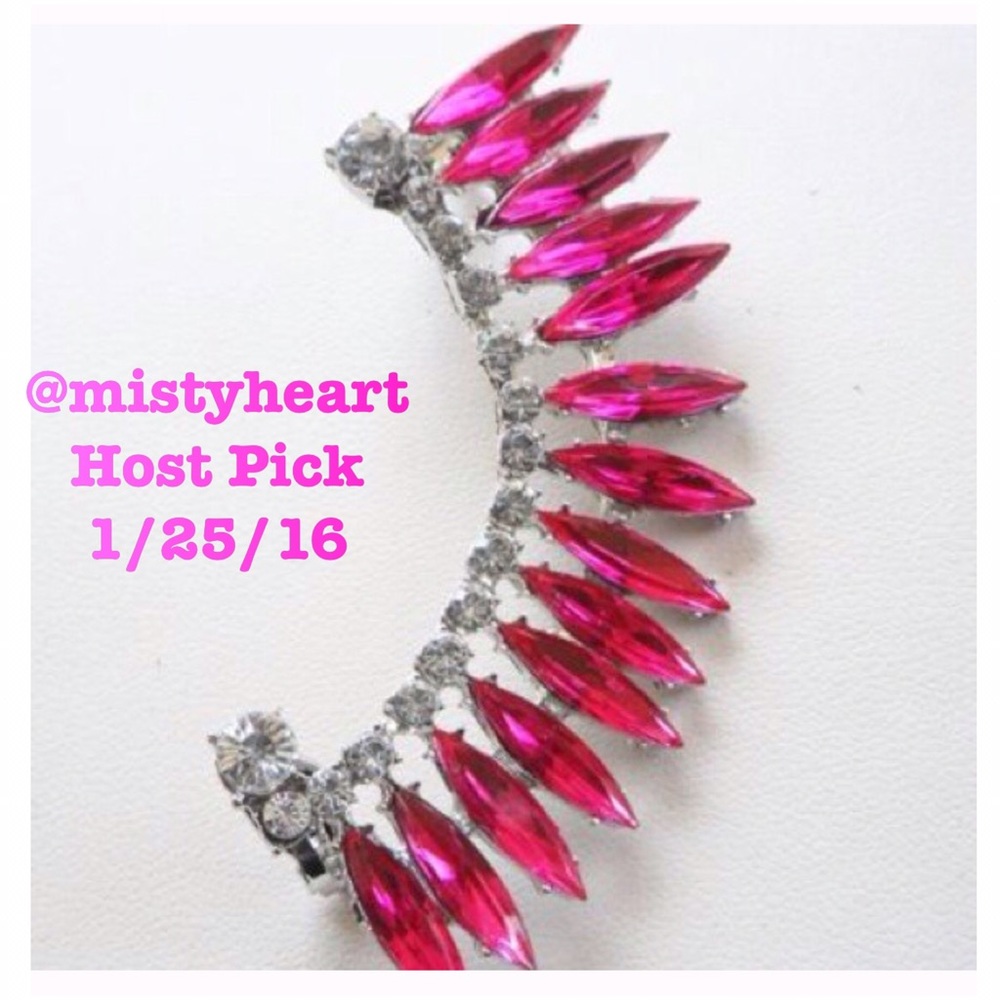 Crystal Leaf Fan Ear Cuff Clip On NWOT